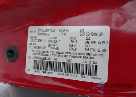 2005 Dodge Dakota Laramie z USA, uszkodzony, nr VIN 1D7HW58N65S161386